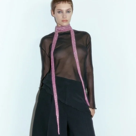 Zara limited edition Beaded foulard print scarf for parties